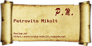 Petrovits Mikolt névjegykártya